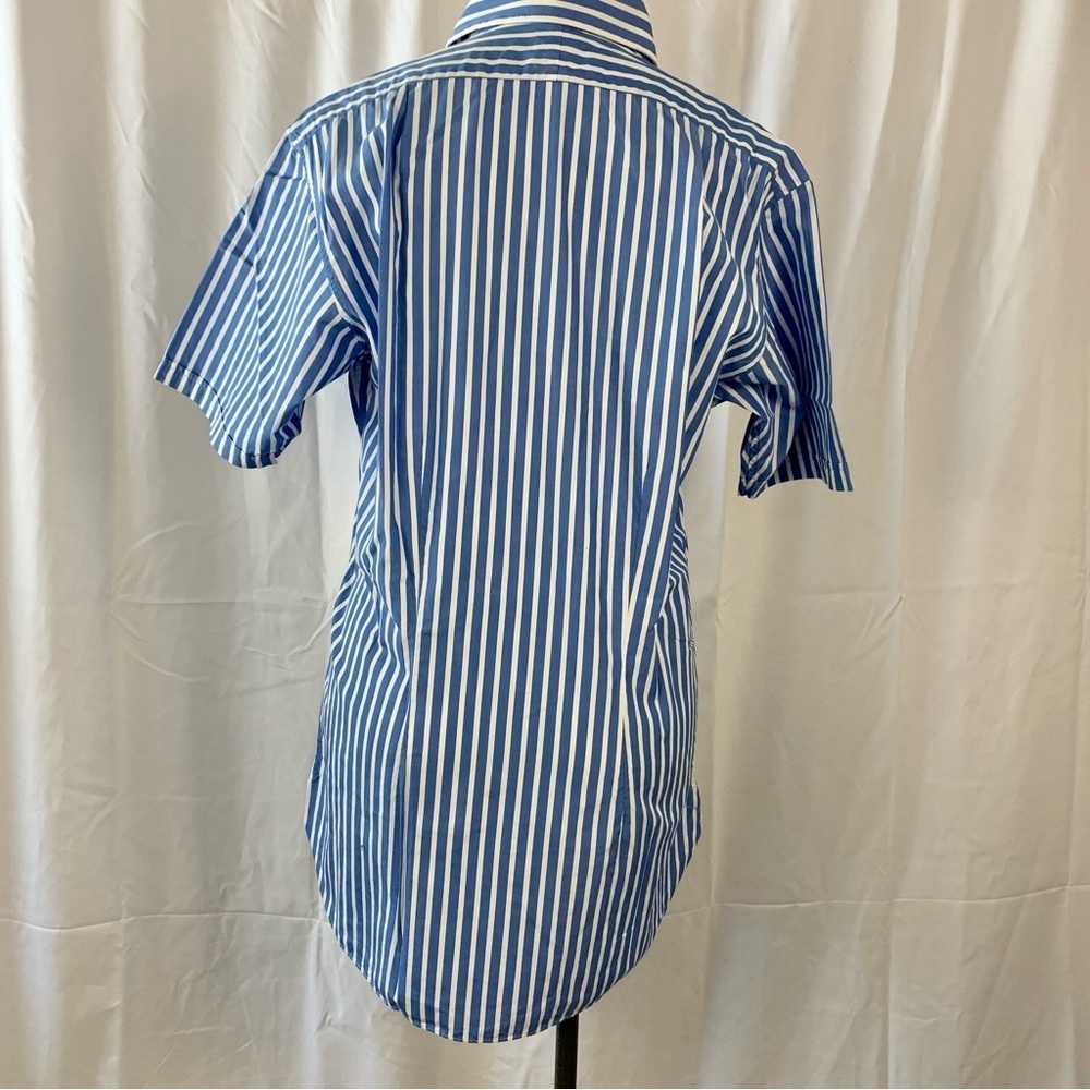 ‼️SALE‼️ 2/$25 Vintage Harvie & Hudson Blue Striped Collared Shirt - Picture 4 of 7